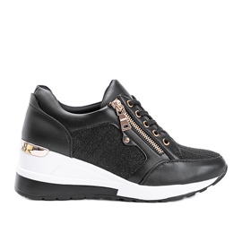 Sorte skinnende sneakers på kilen The Moment