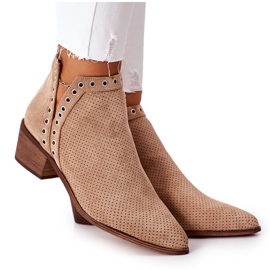 Åbne støvler med udskæringer Beige Western