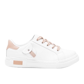 Hvide og beige sneakers med en dekorativ lomme fra Nandina