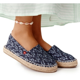 Espadrilles på en flettet platform Big Star AA274628 Marineblå marine blå