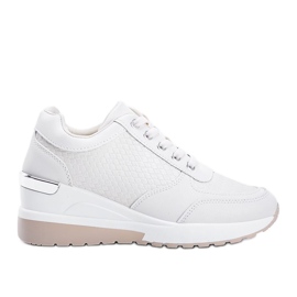 Beige kile sneakers med et flettet Dianne -mønster