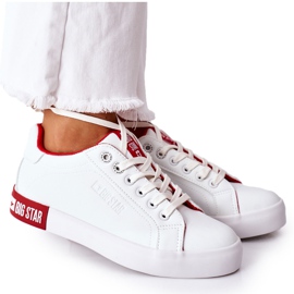 Kvinders lædersneakers Big Star II274032 Hvid-rød