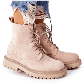 PS1 Ruskind støvletter lynlås Beige Belados