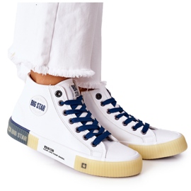 Læderhøje sneakers Big Star II274137 Hvid marine blå