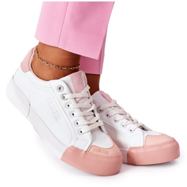 Kvinders lædersneakers Big Star II274027 Hvid lyserød