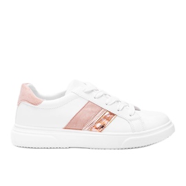 Hvide og lyserøde sneakers på en tyk Tituana sål