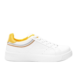 Hvide og gule sneakers med en tyk Meia sål