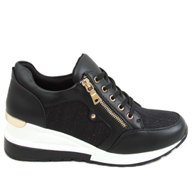 Sort Wedge sneakers Y9521 Sort guld gylden