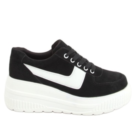 Sort E3141 Sorte sneakers på en høj sål