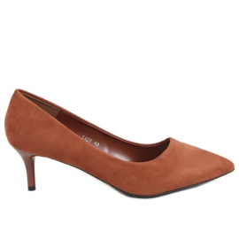 Pumps på en lav hæl brun L428 Camel