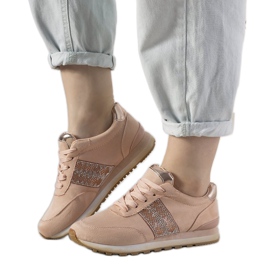 Lyserøde sneakers med cubic zirconia Ratia beige