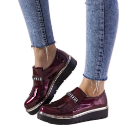 Maroon slip-ons med GF-FD9 studs rød