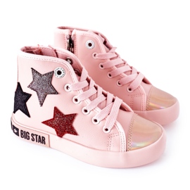Børns høje sneakers med lynlås Big Star II374030 Pink lyserød flerfarvet