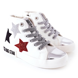 Børns høje sneakers med lynlås Big Star II374029 Hvid