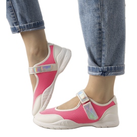 Neonrosa sneakers med et holografisk Melania -indlæg hvid lyserød