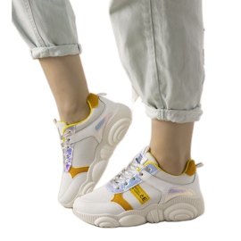 Hvide og gule Carry sneakers til kvinder