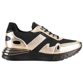 VINCEZA Glitter Sneakers sort gylden