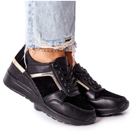 S.Barski Kvinders læder wedge sneakers sort Manitoba
