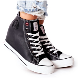 Læder Sneakers On Wedge Cross Jeans II2R4025 Sort