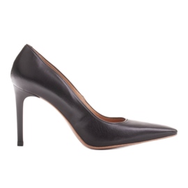Marco Shoes Lædernåle med forlænget front sort