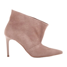Marco Shoes Lædernåle med forlænget front beige