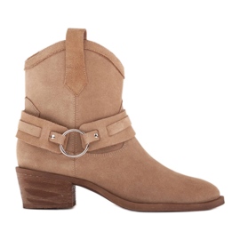 Marco Shoes Kaja cowboystøvler med dekorativt bælte beige