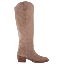 Marco Shoes Iolanda cowboystøvler med dekorative syninger beige