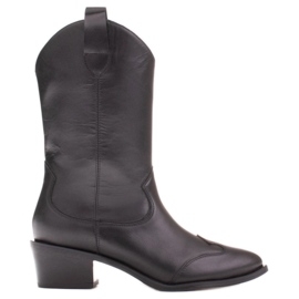 Marco Shoes Sorte cowboystøvler i ægte læder