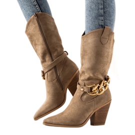 Beige cowboystøvler på Effie -stolpen khaki