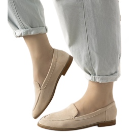 Downtown beige loafers med flade hæle
