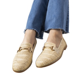 Beige flettede loafers med Leone -spænde