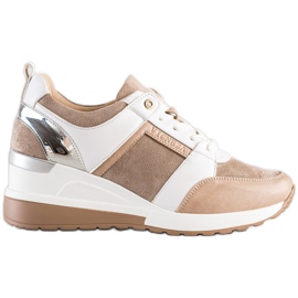 VINCEZA casual sneakers beige hvid brun