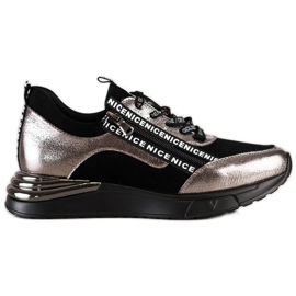 VINCEZA sneakers med lynlås sort gylden