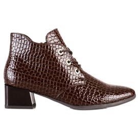 Snake Print VINCEZA snørestøvler brun