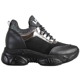 SHELOVET Moderigtige Wedge Sneakers Love sort