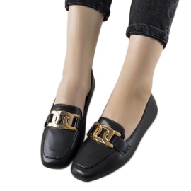 Sorte loafers med gylden Hashtag -dekoration
