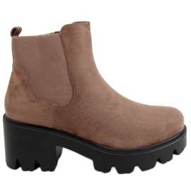 Chelsea støvler med en tyk sål mørk beige CH19201 Khaki