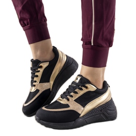 Sorte sneakers med guld Montessori indsatser gylden