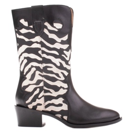 Marco Shoes Clara cowboystøvler med dekorative syninger sort