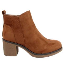 Brune bredhælede støvler 9B1003 Khaki