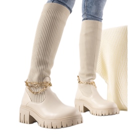 Beige støvler med en soksoverdel Cheers