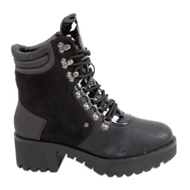 Sorte snørestøvler DF3712 Sort