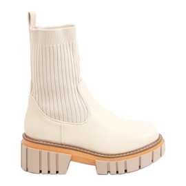 Chelsea støvler sok skaft creme NS227P Beige