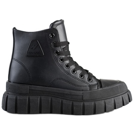 SHELOVET Sneakers med øko -læder på platformen sort