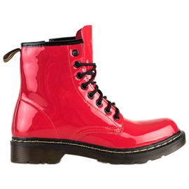 Queentina Moderigtige lakerede vandrestøvler rød