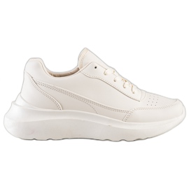 Ideal Shoes Komfortable Eco Leather Sneakers beige