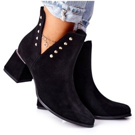 Lewski Shoes Ruskindstøvler til kvinder med udskæringer Lewski Black 3074 / B sort