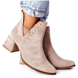 Lewski Shoes Ruskindstøvler til kvinder med udskæringer Lewski Cappuccino 3074 / B beige