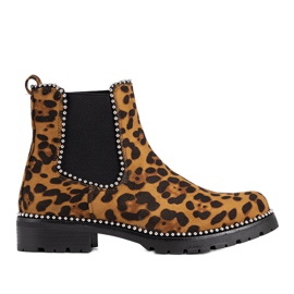 Brune støvler med leopardmønster Patty sort