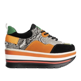 Sorte sneakers på en flot sål orange grå